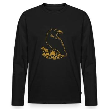 Black Mystic Raven with Skull Skull - Men's Premium Organic Long Sleeve Shirt - black - Front - Nico (187cm)