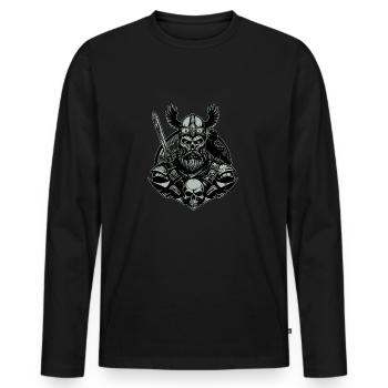 Wikinger mit Schwert - Männer Premium Bio Langarmshirt - Schwarz - Vorne - Nico (187cm)