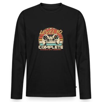 10th Birthday Gamer Level 10 Unlocked - Men's Premium Organic Long Sleeve Shirt - black - Front - Nico (187cm)