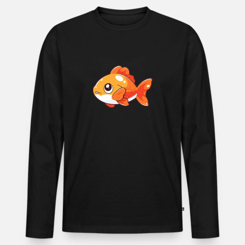 Fisch - Männer Premium Bio Langarmshirt - Schwarz