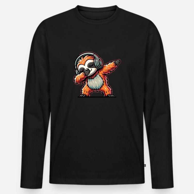 Dabbing Faultier - Männer Premium Bio Langarmshirt - Schwarz