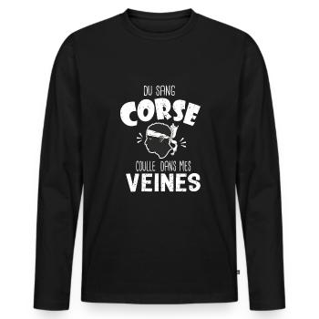 Corse origine corse naissance bébé Corse - T-shirt manches longues Premium bio Homme - noir - Devant - Nico (187cm)