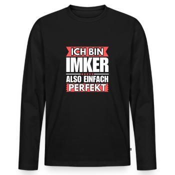 Einfach ein Perfekter Imker - Männer Premium Bio Langarmshirt - Schwarz - Vorne - Nico (187cm)