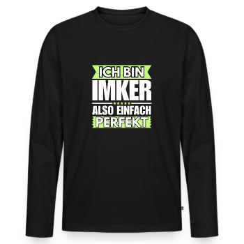 Einfach ein Perfekter Imker - Männer Premium Bio Langarmshirt - Schwarz - Vorne - Nico (187cm)