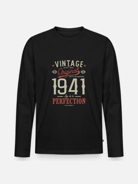 age of perfection 1941, birthday 81 years - Men's Premium Organic Long Sleeve Shirt - black