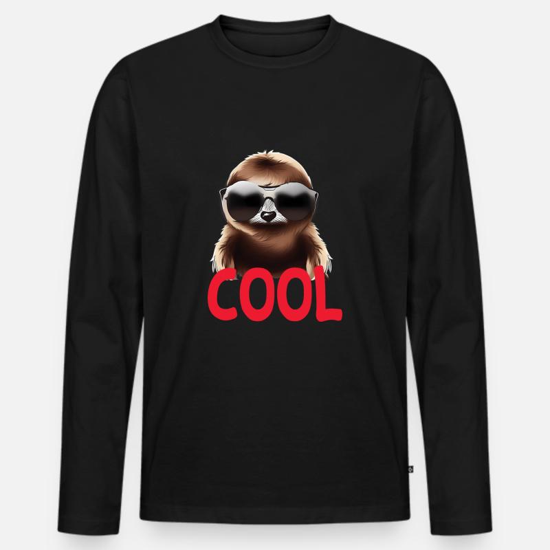 cooles Faultier - Cool sloth - Männer Premium Bio Langarmshirt - Schwarz