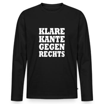 klare kante gegen rechts - Männer Premium Bio Langarmshirt - Schwarz - Vorne - Nico (187cm)