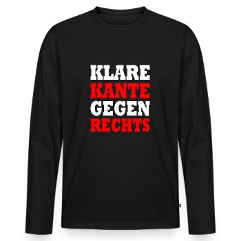 klare kante gegen rechts - Männer Premium Bio Langarmshirt - Schwarz - Vorne - Nico (187cm)