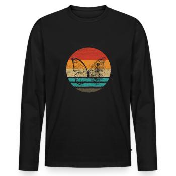 Papillon Retro Style Vintage - T-shirt manches longues Premium bio Homme - noir - Devant - Nico (187cm)
