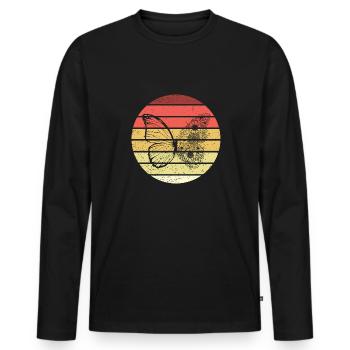 Papillon Retro Style Vintage - T-shirt manches longues Premium bio Homme - noir - Devant - Nico (187cm)