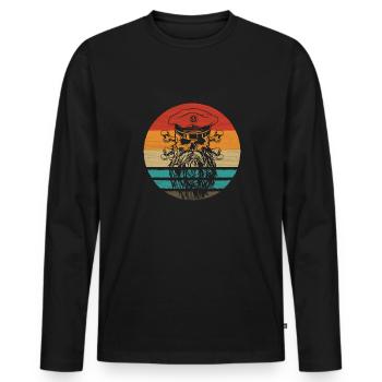 Pirate Skull Retro Style Vintage - T-shirt manches longues Premium bio Homme - noir - Devant - Nico (187cm)