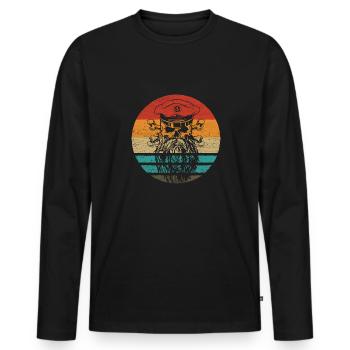 Pirate Skull Retro Style Vintage - T-shirt manches longues Premium bio Homme - noir - Devant - Nico (187cm)