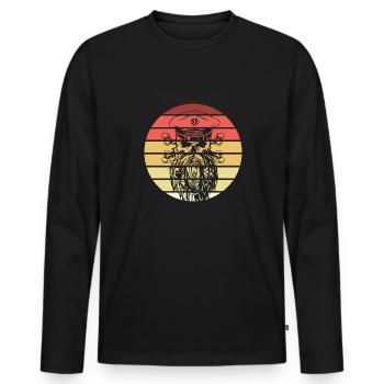 Pirate Skull Retro Style Vintage - T-shirt manches longues Premium bio Homme - noir - Devant - Nico (187cm)
