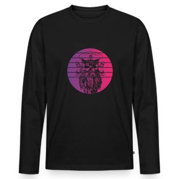 Pirate Skull Retro Style Vintage - T-shirt manches longues Premium bio Homme - noir - Devant - Nico (187cm)