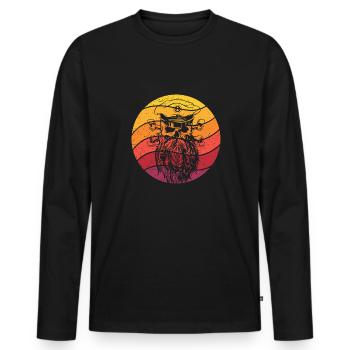 Pirate Skull Retro Style Vintage - T-shirt manches longues Premium bio Homme - noir - Devant - Nico (187cm)