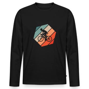 Cycliste de route Retro Style Vintage - T-shirt manches longues Premium bio Homme - noir - Devant - Nico (187cm)