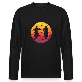 Motorradfahrer Faustgruß Retro Style Vintage - Männer Premium Bio Langarmshirt - Schwarz - Vorne - Nico (187cm)