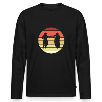 Motorradfahrer Faustgruß Retro Style Vintage - Männer Premium Bio Langarmshirt - Schwarz - Vorne - Nico (187cm)