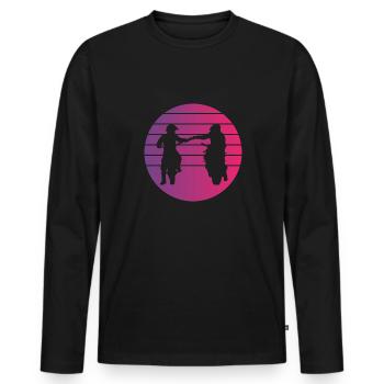 Motorradfahrer Faustgruß Retro Style Vintage - Männer Premium Bio Langarmshirt - Schwarz - Vorne - Nico (187cm)