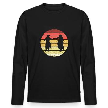 Motorradfahrer Faustgruß Retro Style Vintage - Männer Premium Bio Langarmshirt - Schwarz - Vorne - Nico (187cm)
