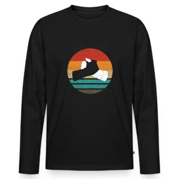 Poignée de main noir blanc Style rétro Vintage - T-shirt manches longues Premium bio Homme - noir - Devant - Nico (187cm)