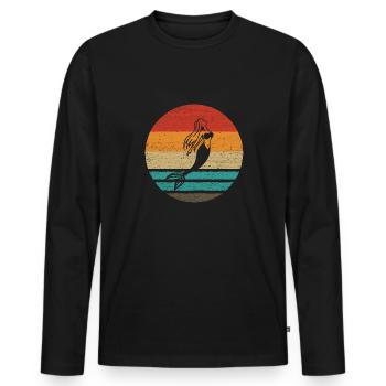 Sirène Retro Style Vintage - T-shirt manches longues Premium bio Homme - noir - Devant - Nico (187cm)