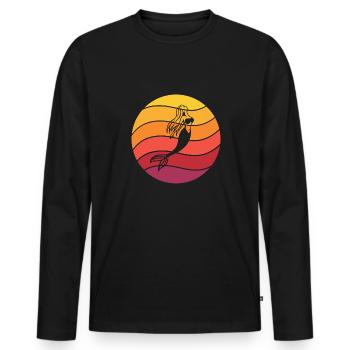 Sirène Retro Style Vintage - T-shirt manches longues Premium bio Homme - noir - Devant - Nico (187cm)