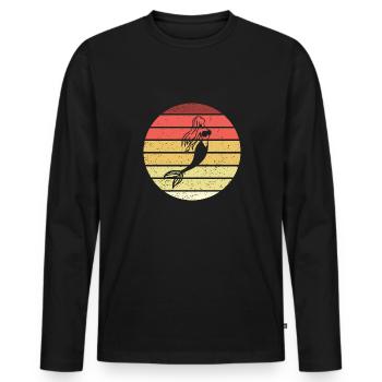 Sirène Retro Style Vintage - T-shirt manches longues Premium bio Homme - noir - Devant - Nico (187cm)