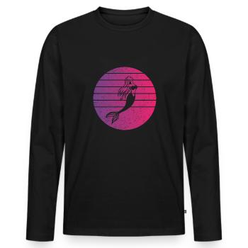Sirène Retro Style Vintage - T-shirt manches longues Premium bio Homme - noir - Devant - Nico (187cm)