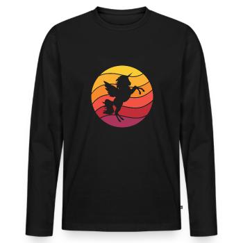 Licorne Rétro Style Vintage - T-shirt manches longues Premium bio Homme - noir - Devant - Nico (187cm)