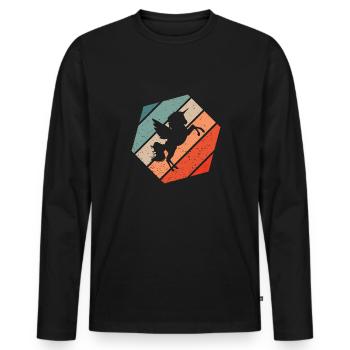 Licorne Rétro Style Vintage - T-shirt manches longues Premium bio Homme - noir - Devant - Nico (187cm)