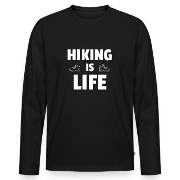 Hiking is Life - Männer Premium Bio Langarmshirt - Schwarz - Vorne - Nico (187cm)