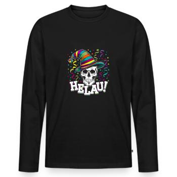 Lustiger Karneval Fasching Skull Helau - Männer Premium Bio Langarmshirt - Schwarz - Vorne - Nico (187cm)
