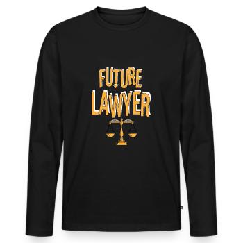 Anwalt Rechtsanwalt Jura Richter Geschenk 1 - Männer Premium Bio Langarmshirt - Schwarz - Vorne - Nico (187cm)