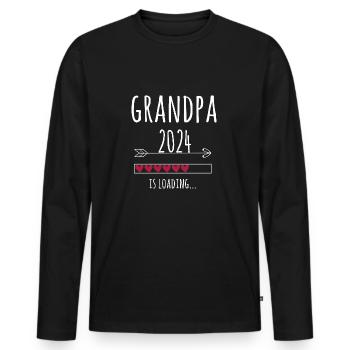 werdender Opa 2024 Schwanger Baby Geschenk - Männer Premium Bio Langarmshirt - Schwarz - Vorne - Nico (187cm)