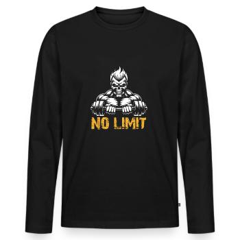 No Limit Hard Workout Skull with Dumbbell - Men's Premium Organic Long Sleeve Shirt - black - Front - Nico (187cm)