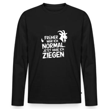 Früher war ich normal jetzt habe ich Ziegen - Männer Premium Bio Langarmshirt - Schwarz - Vorne - Nico (187cm)