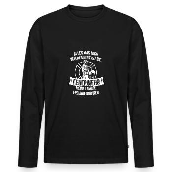 Bier Familie Freunde und Feuerwehr - Männer Premium Bio Langarmshirt - Schwarz - Vorne - Nico (187cm)