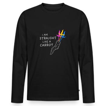 pan pride - straight like a carrot - white - Men's Premium Organic Long Sleeve Shirt - black - Front - Nico (187cm)