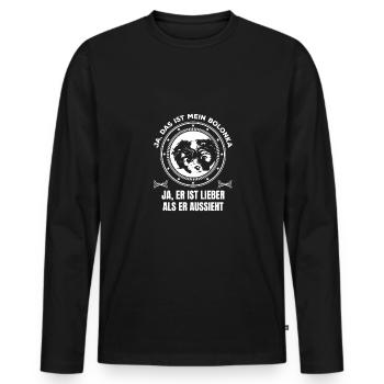 Bolonka ist lieber als er aussieht - Männer Premium Bio Langarmshirt - Schwarz - Vorne - Nico (187cm)