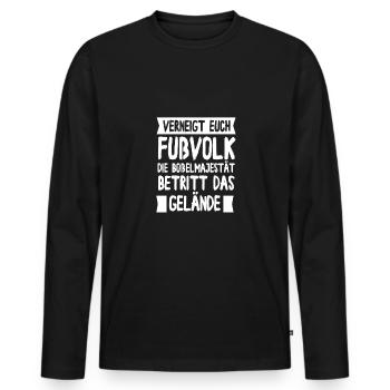 Verneigt euch Fußvolk Boßeln - Männer Premium Bio Langarmshirt - Schwarz - Vorne - Nico (187cm)