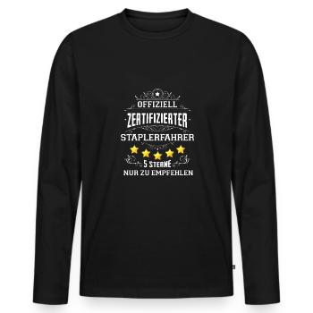 Frag nicht den Staplerfahrer - Männer Premium Bio Langarmshirt - Schwarz - Vorne - Nico (187cm)