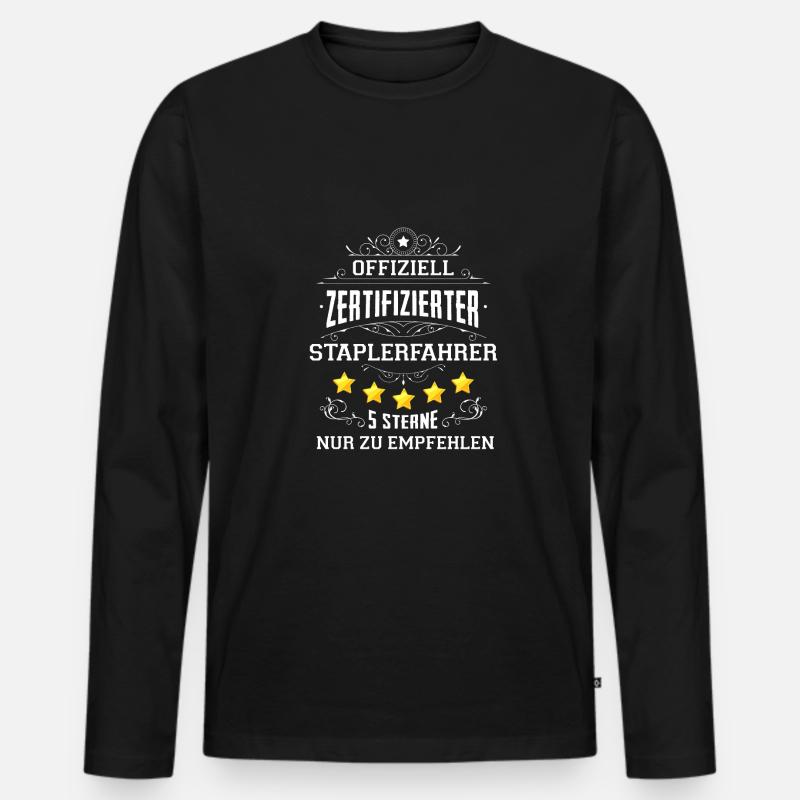 Frag nicht den Staplerfahrer - Männer Premium Bio Langarmshirt - Schwarz