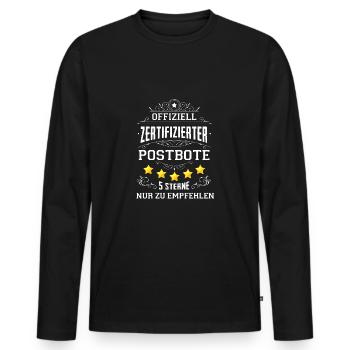 Offiziell Zertifizierter Zusteller - Männer Premium Bio Langarmshirt - Schwarz - Vorne - Nico (187cm)