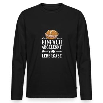 Einfach abgelenkt von Leberkäse - Männer Premium Bio Langarmshirt - Schwarz - Vorne - Nico (187cm)