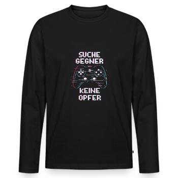 Suche Gegner Keine Opfer PS - Männer Premium Bio Langarmshirt - Schwarz - Vorne - Nico (187cm)