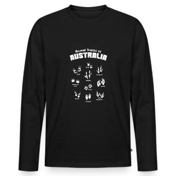 Animal Tracks Australia Footprints - Men's Premium Organic Long Sleeve Shirt - black - Front - Nico (187cm)