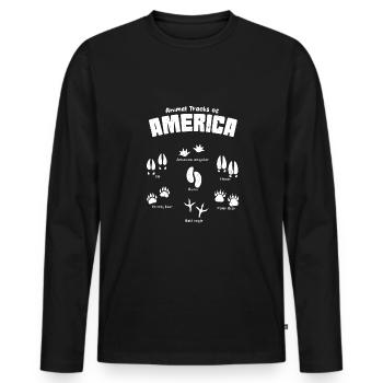 Animal Tracks America Footprints - Men's Premium Organic Long Sleeve Shirt - black - Front - Nico (187cm)