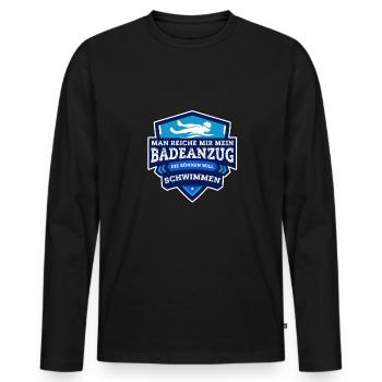 Die Königin will schwimmen Schwimmbad Wassersport - Männer Premium Bio Langarmshirt - Schwarz - Vorne - Nico (187cm)