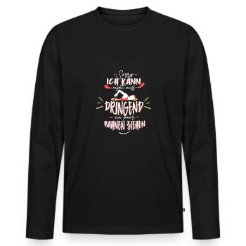Nur eine Bahn ziehen Schwimmbad Schwimmen - Männer Premium Bio Langarmshirt - Schwarz - Vorne - Nico (187cm)